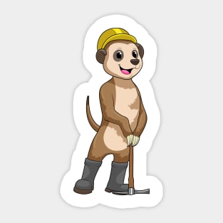 Meerkat as Miner with Pickaxe Sticker